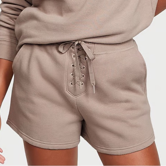 Victoria's Secret Pants - Victoria’s Secret Cotton High-Rise Fleece Lace-Up Shorts